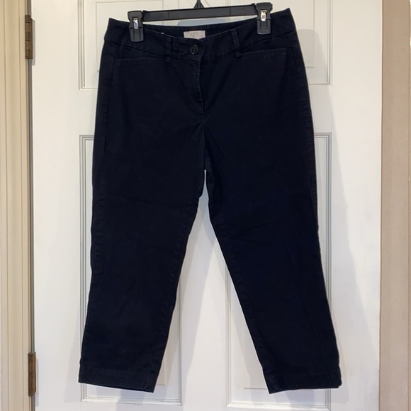 6 Petite LOFT Original Crop Stretch Black Pants 3% Spandex 97% Cotton - Picture 1 of 8